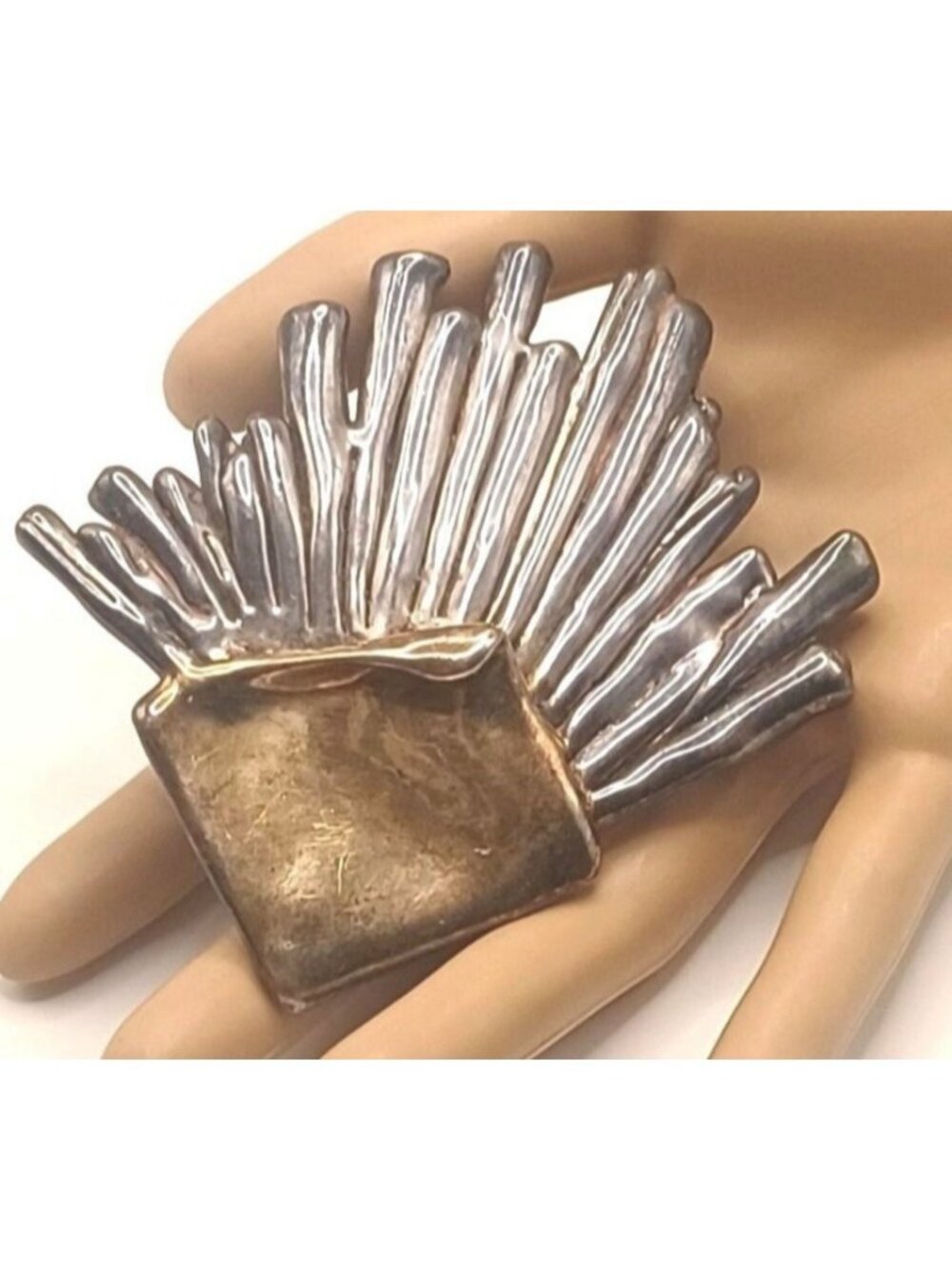 David Varsano Sterling Silver Israel Electroform Modernist Pendant Brooch Vtg